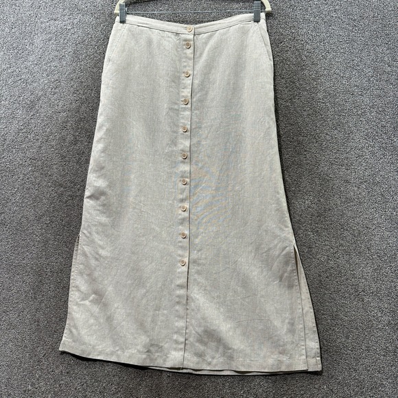 Jones New York Sport Dresses & Skirts - VTG 90s Jones New York Sport Button Up Maxi Skirt 12 Beige 100% Linen Pockets
